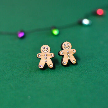 Gingerbread Man Christmas Earrings, 2 of 2