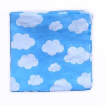 Muslin Swaddle Baby Blanket Clouds Newborn Gift, 5 of 5