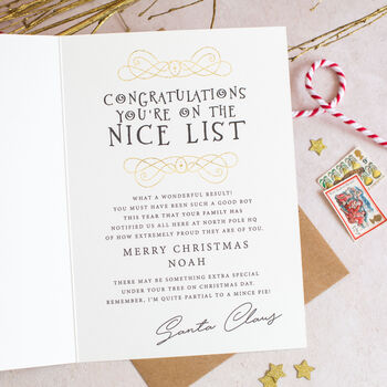 Personalised Santa's Nice List Results Christmas Card, 4 of 7