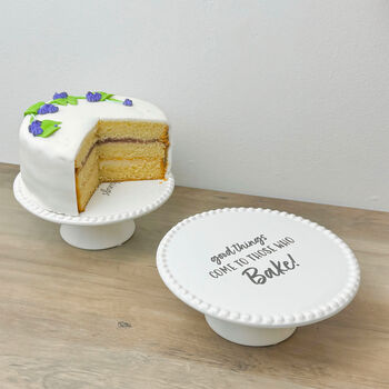 White Ceramic Cake Stand And Cake Plate Gift For Bakers, 2 of 12