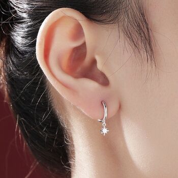 Minimal And Tiny Starburst Huggie Hoop Earrings, 5 of 9