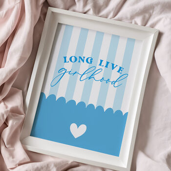 Blue Long Live Girlhood Nursery Print, 6 of 7