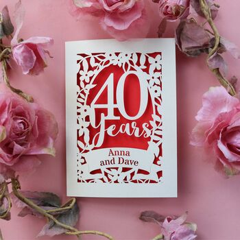 Personalised Papercut 40 Years Wedding Anniversary Card, 7 of 7