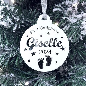 Personalised Baby's First Christmas Bauble, 2 of 12