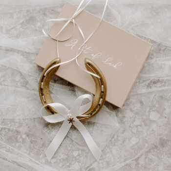 Personalised Gold Snowflake Charm Lucky Wedding Horseshoe, 2 of 4