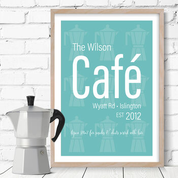 Personalised Kitchen 'Cafe' Print For Cooks And Chefs, 2 of 6