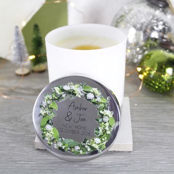 New Home Wreath Scented Christmas Candle With Lid, 5 of 7
