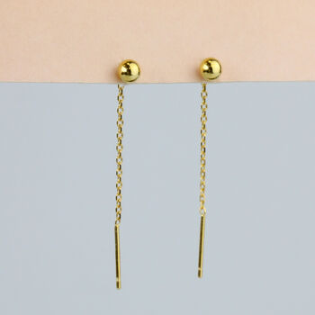 Sterling Silver Simple Ball Threader Earrings, 3 of 6