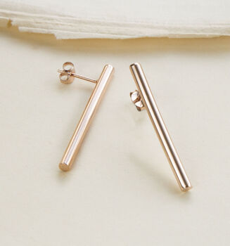 Sterling Silver Drop Bar Studs, 3 of 6