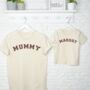 Neutral Varsity Personalised Mother And Child T Shirts, thumbnail 2 of 3