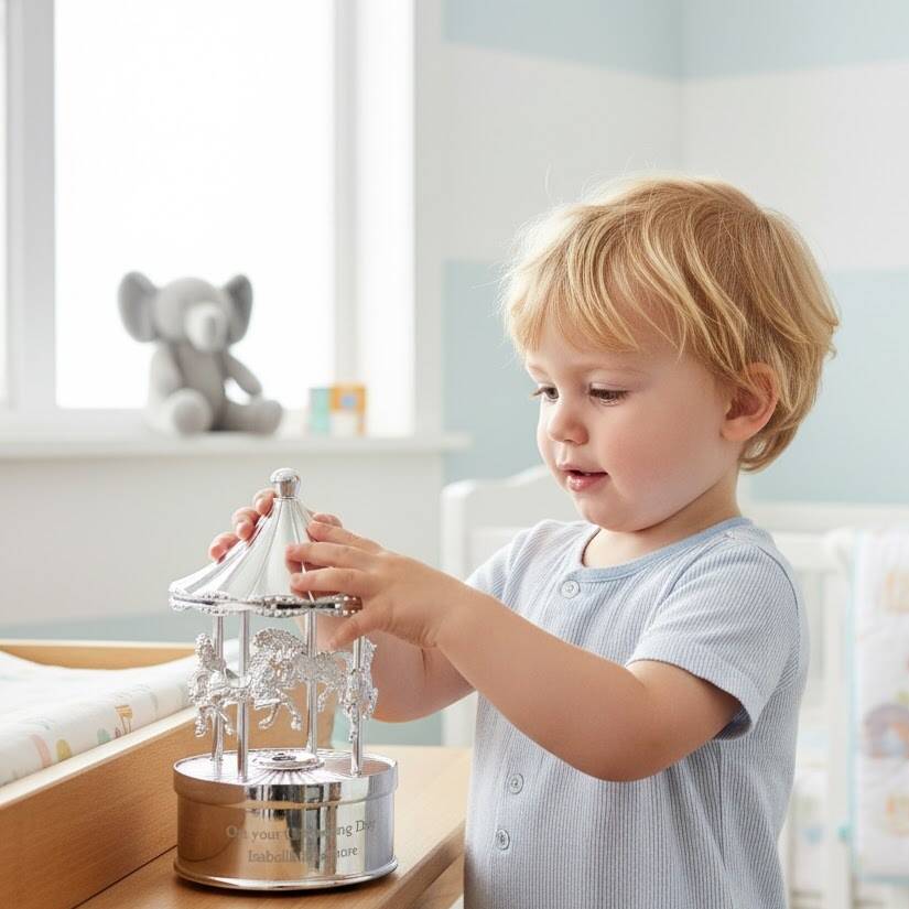 Personalised Christening Musical Carousel Ornament, 1 of 8