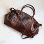 Leather Holdall Bag, Brown, thumbnail 2 of 6