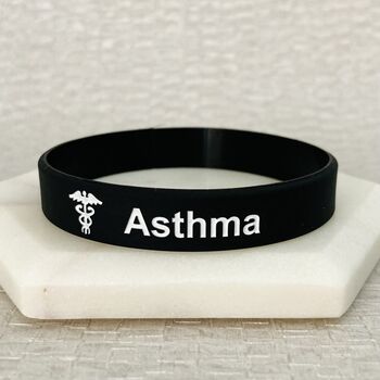 Asthma Silicone Medical Alert Wristband, 6 of 9