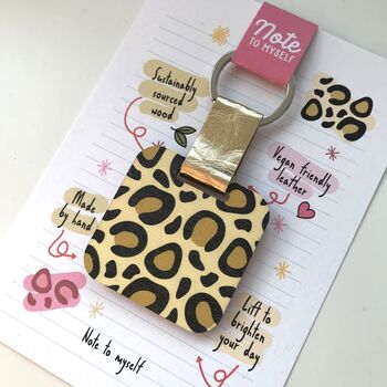 Personalised Leopard Print Mirror Keyring, 5 of 6