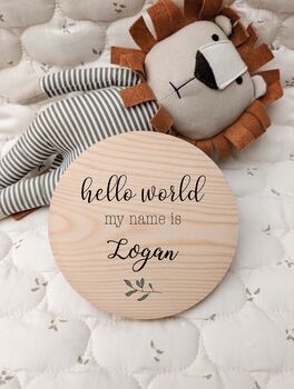 Personalised Baby Name Photo Prop Plaque | Wooden Newborn Announcement Sign, 2 of 8