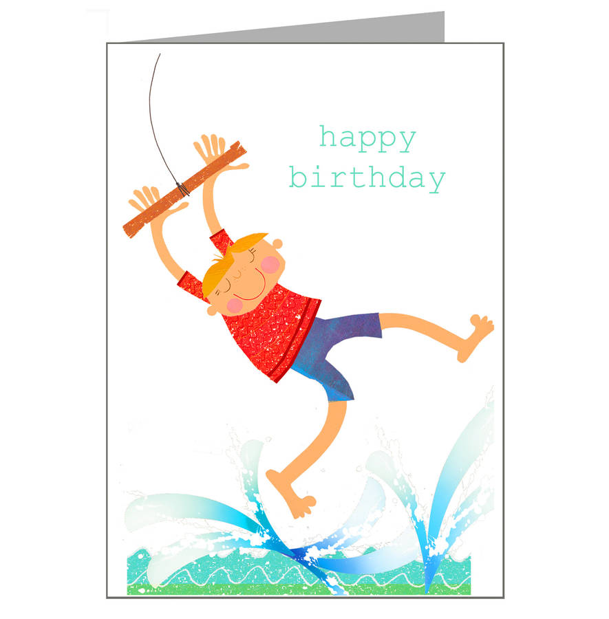 rope swing birthday card by kali stileman publishing