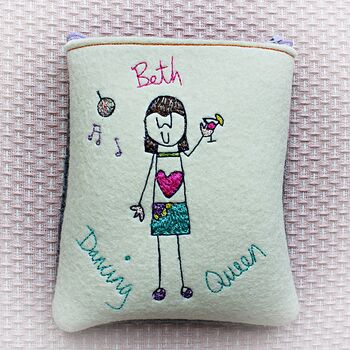 Personalised Embroidered Dancing Queen Purse, 9 of 12