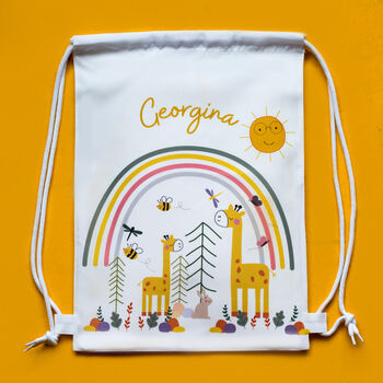 Personalised Kids Giraffe Drawstring Bag, 2 of 3