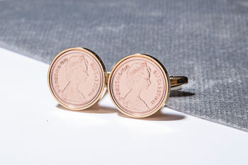1976 50th Birthday Decimal Half Penny Coin Cufflinks, 2 of 5