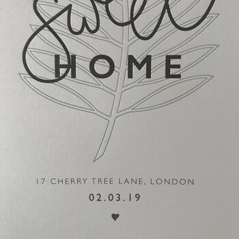 Personalised Home Letterpress Palm Print Grey, 3 of 3