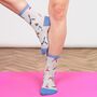 Women's Bamboo Socks Grey Blue Yoga, thumbnail 1 of 3