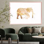 Landscape Silhouette Elephant White Gold Print, thumbnail 1 of 5