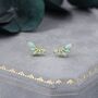 Green Opal Marquise Cluster Stud Earrings, thumbnail 4 of 12