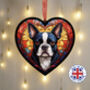 Boston Terrier Stained Glass Effect Heart Suncatcher, thumbnail 1 of 6