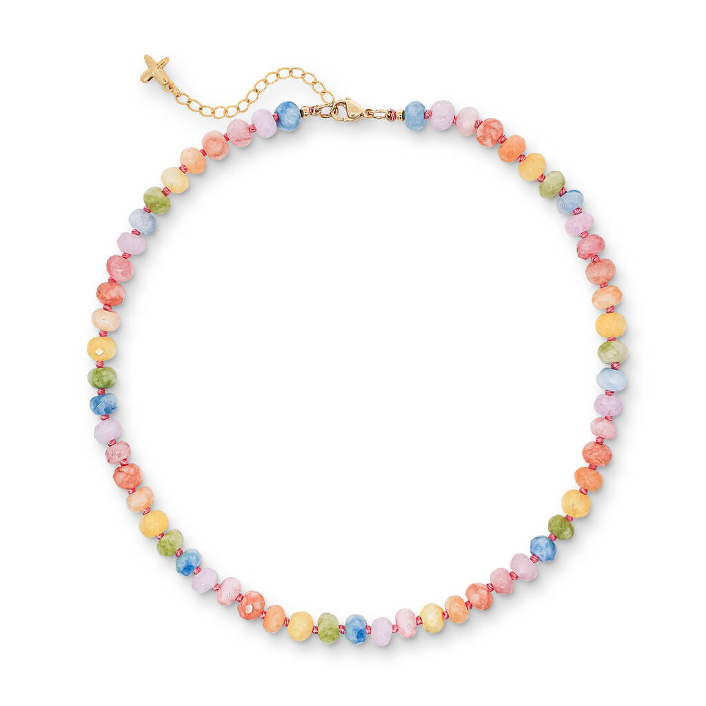 Multicoloured Pastel Jade Stone Natural Beaded Necklace