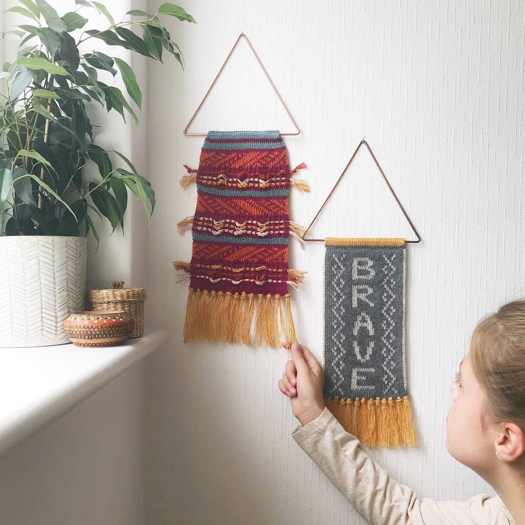 Knitted Tapestry Wall Hanging With Tassels By Little Knitted Stars