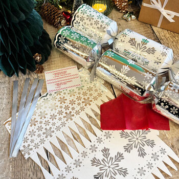 Premium Silver Diy Christmas Crackers Kit Make Your Own Set Of Six, 6 of 6