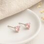 Sterling Silver Pink Heart Cz Stud Earrings – 7mm, thumbnail 2 of 4