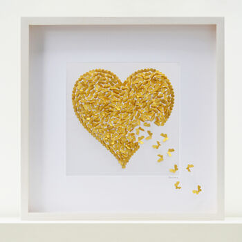 Framed Golden Wedding Anniversary Butterfly Heart 3D Artwork, 2 of 6