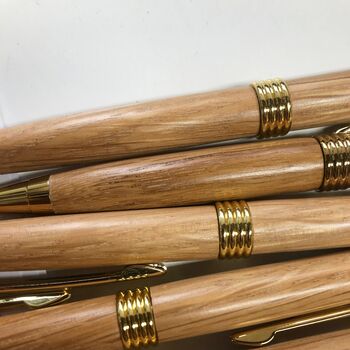 Handmade Ballpoint Pen Recycled Whisky Barrel Oak, 6 of 11
