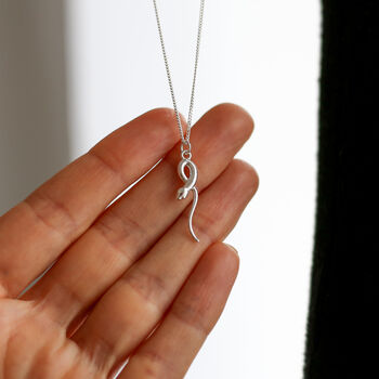 Snake Pendant Necklace In Sterling Silver, 6 of 12