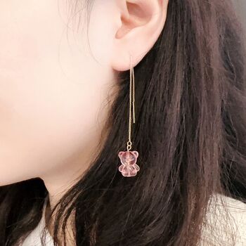 Crystal Bear Threader Earrings, 8 of 10