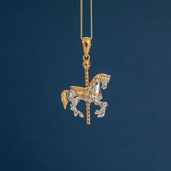 Moving Carousel Horse Necklace In 18ct Gold Plate, 2 of 11