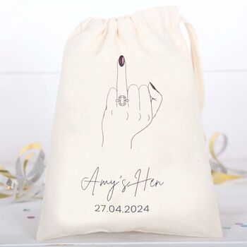 Personalised Hen Night Party Cotton Bags, Ring Finger, 2 of 2