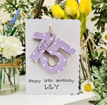Personalised 15th Birthday Card Wooden Number Gift, 3 of 7