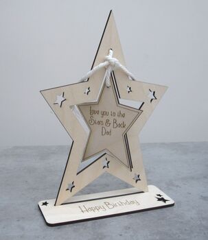 Personalised Wood Hanging Star Card, 2 of 4