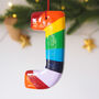 Personalised Handmade Rainbow Stripe Clay Hanging Letter, thumbnail 1 of 4