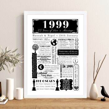 Personalised 25th Silver Wedding Anniversary Print, 6 of 7