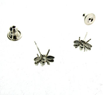 Sterling Silver Mini Bee Stud Earrings, 3 of 6
