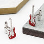 Solid Sterling Silver And Enamel Guitar Cufflinks, thumbnail 1 of 2