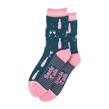 Rosé Wine Lover Bamboo Ankle Socks Women's Green Pink, 2 of 3