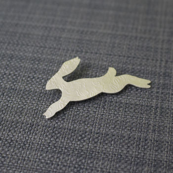 Sterling Silver Watercolour Small Hare Brooch, 2 of 3