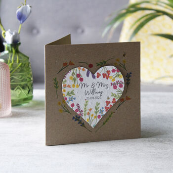 Personalised Wedding Wildflower Seed Heart Card, 4 of 7