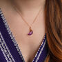 Amethyst February Birthstone Crystal Moon Necklace, thumbnail 2 of 12