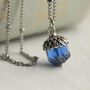 Sapphire Blue Silver Acorn Necklace, thumbnail 1 of 7