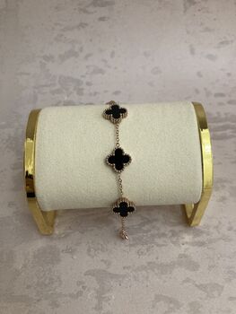 Rose Gold Black Clover Bracelet, 3 of 6